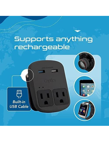 Kit Adaptador de Viaje Ceptics WPS-2BPlus - 2 USB + USB-C