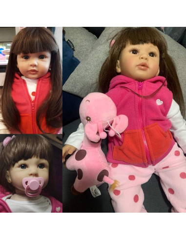 Muñeca Reborn iCradle 60 cm con Cabello Largo y Ropa