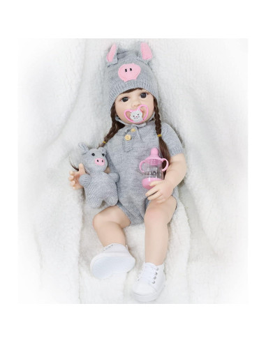 Muñeca Reborn JURONG 55.88 cm con Accesorios y Juguete