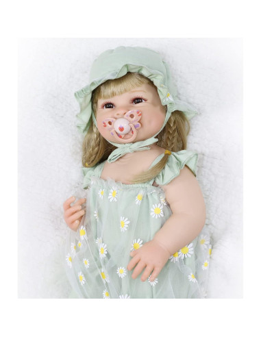 Muñeca de bebé renacida JURONG 22" silicona con accesorios