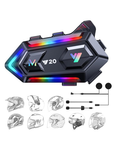 Altavoces para Casco de Motocicleta FEYA Y20 con Luz RGB Altavoces para Casco de Motocicleta FEYA Y20 con Luz RGB