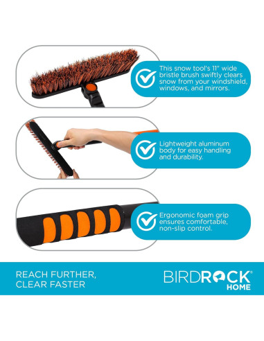 Cepillo para Nieve Extensible BIRDROCK HOME 127 cm con Raspador
