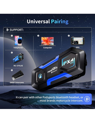Intercomunicador Bluetooth Fodsports FX4 Pro 2 Unidades