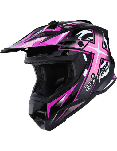 Casco de Motocross 1Storm HF801 Rosa + Auricular Bluetooth