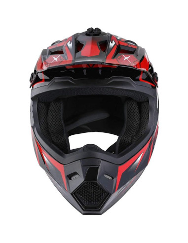 Casco de Motocross 1Storm HF801 Rojo + Auricular Bluetooth