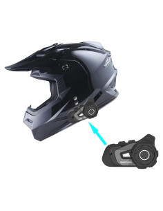 Casco de Motocross 1Storm HF801 + Bluetooth Negro Brillante