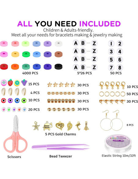 Kit de Pulseras de Amistad Gionlion 5200 Piezas para Niños Kit de Pulseras de Amistad Gionlion 5200 Piezas para Niños