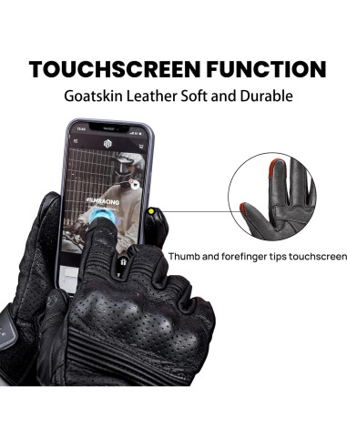 Guantes de Motocicleta ILM DN01 Cuero de Cabra Talla XXL