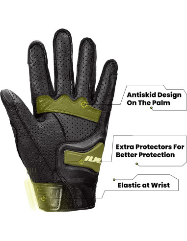 Guantes de Motocicleta ILM DN01 Cuero de Cabra Talla XXL