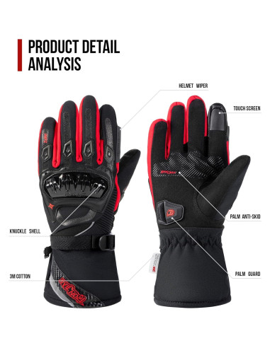 Guantes de Motocicleta IRON JIA'S Invierno Térmicos Impermeables M