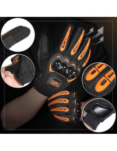 Guantes de Motocicleta COFIT XL Naranja Transpirables y Antideslizantes