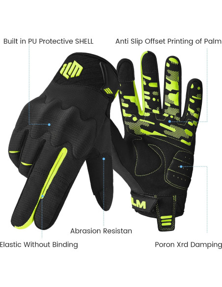 Guantes de Motocicleta ILM JC38 para Niños Verde 5XS Guantes de Motocicleta ILM JC38 para Niños Verde 5XS