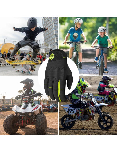 Guantes de Motocicleta ILM JC38 Niños Verde 2XS Táctiles