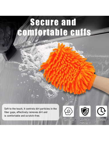 Guantes de Lavado de Autos Gasedin Naranja Microfibra