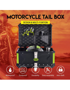 Caja de Cola de Motocicleta Letusto 55L Aluminio Impermeable 2