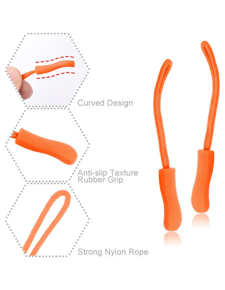 CooBigo 12 Pack Tiradores de Cremallera Naranja Universal CooBigo 12 Pack Tiradores de Cremallera Naranja Universal