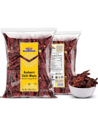 Chile Kashmiri Entero Rani 400g - Sin Sal, Vegano, Kosher