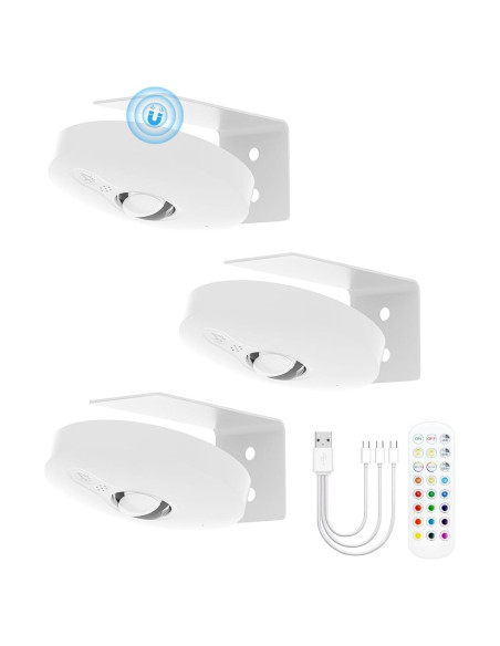 Luces Puck Recargables Aokpsrt para Cuadros 3PCS RGB Luces Puck Recargables Aokpsrt para Cuadros 3PCS RGB