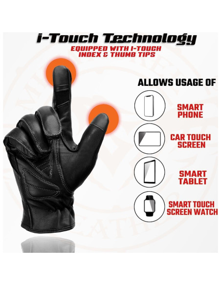 Guantes de Cuero para Mujeres Milwaukee Leather 3X Negro Guantes de Cuero para Mujeres Milwaukee Leather 3X Negro