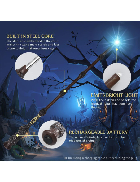 Varita Mágica Iluminada Kwistq Recargable con Accesorios Varita Mágica Iluminada Kwistq Recargable con Accesorios