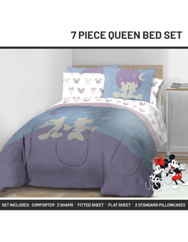 Juego de Edredón Queen Jay Franco Mickey y Minnie 7 Piezas