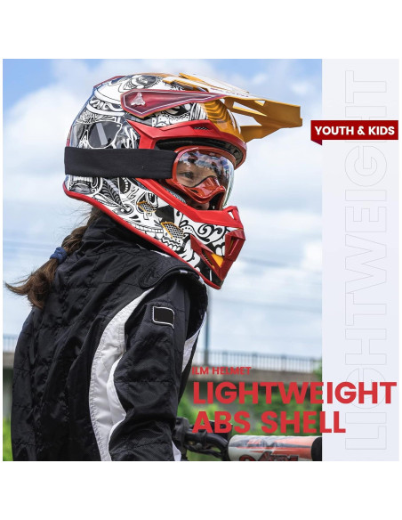 ILM Casco Infantil Motocross H613 Negro y Blanco + Guantes y Gafas ILM Casco Infantil Motocross H613 Negro y Blanco + Guantes y Gafas