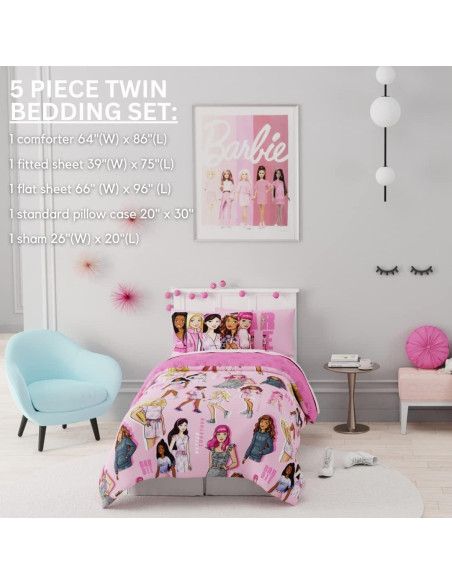 Juego de Cama Barbie Franco 5 Piezas Individual Microfibra Juego de Cama Barbie Franco 5 Piezas Individual Microfibra