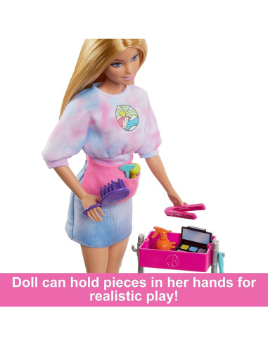 Muñeca Barbie Estilista Malibu con 14 Accesorios