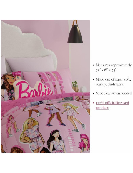 Almohada de Abrazo Barbie Franco 43 cm Logo Rosa Suave Almohada de Abrazo Barbie Franco 43 cm Logo Rosa Suave