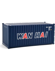 Contenedor Corrugado 20 pies Wan Hai HO 1:87 Azul y Blanco 2
