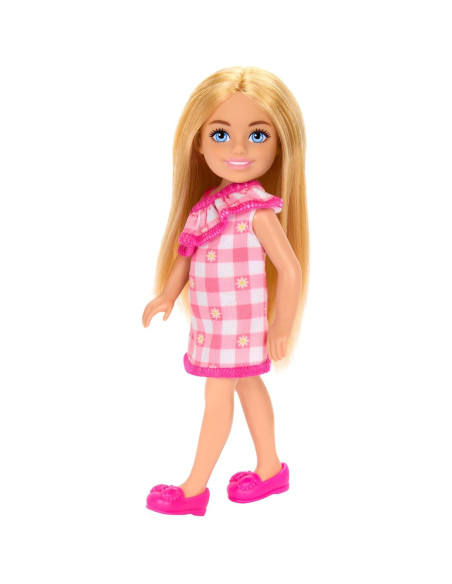 Muñeca Barbie Chelsea Mattel con Vestido a Cuadros 15 cm Muñeca Barbie Chelsea Mattel con Vestido a Cuadros 15 cm