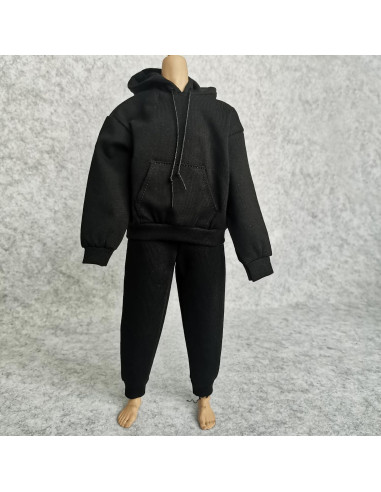 Sudadera y Pantalones para Muñeco 1/6 SSbeauty Negro