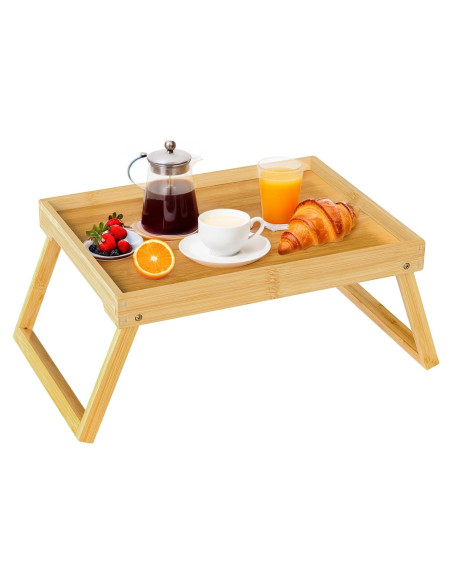 Mesa de bandeja de cama RRX de bambú plegable 47x28 cm Beige Mesa de bandeja de cama RRX de bambú plegable 47x28 cm Beige