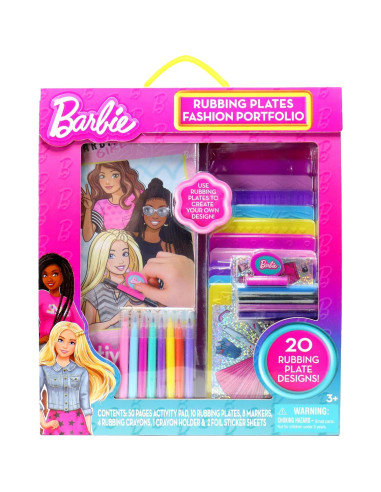 Kit de Placas de Frotado Barbie 10 Diseños + Marcadores