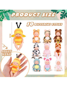 Hanaive 10 Pcs Muñecas Mini Bebé 11 cm Ropa de Animales 2