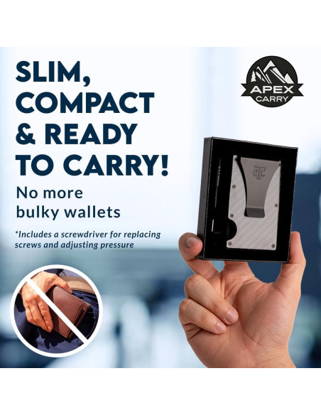Billetera delgada APEX CARRY con bloqueo RFID y clip - Fibra de carbono Billetera delgada APEX CARRY con bloqueo RFID y clip - Fibra de carbono