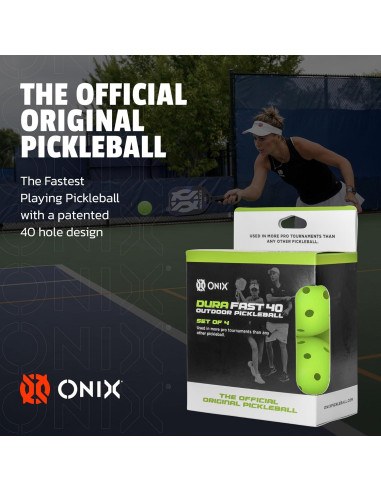 Pelotas de Pickleball Onix Dura 40 - 4 Paquete Neón