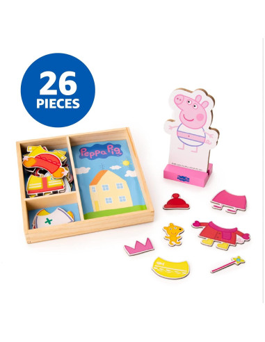 Muñeca Magnética de Madera Peppa Pig con 26 Piezas