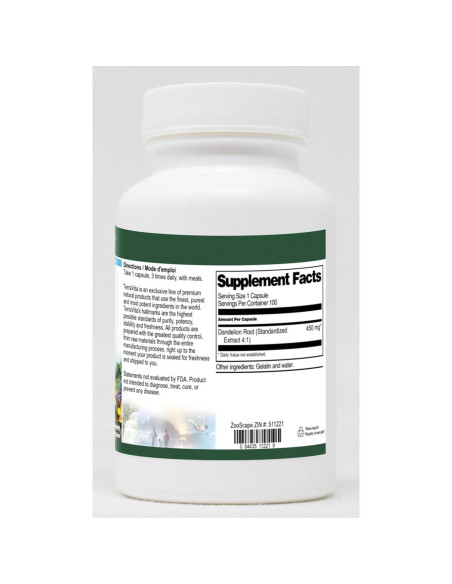 Extracto de Raíz de Diente de León TerraVita 450 mg - 100 Cápsulas Extracto de Raíz de Diente de León TerraVita 450 mg - 100 Cápsulas