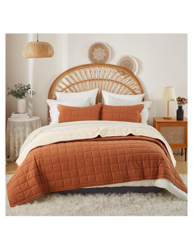 Juego de Ropa de Cama 3 Piezas Softpage Reina Algodón Naranja