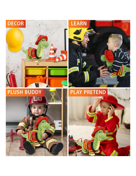 Dinosaurio Bombero Verde Peluche DolliBu 25.4 cm Personalizable Dinosaurio Bombero Verde Peluche DolliBu 25.4 cm Personalizable