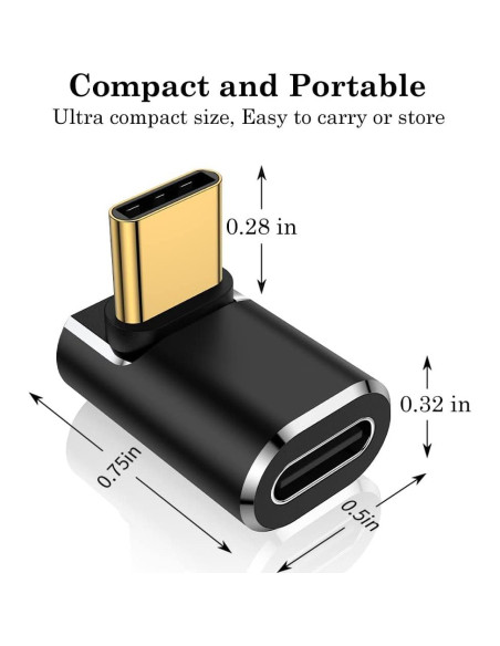 Adaptador USB C 90 Grados AuviPal - Paquete de 2, Negro Adaptador USB C 90 Grados AuviPal - Paquete de 2, Negro