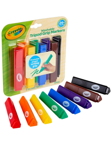 Marcadores Triangulares Crayola 8 Colores Lavables para Niños Marcadores Triangulares Crayola 8 Colores Lavables para Niños