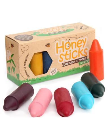 Crayones de Cera de Abeja Honeysticks 12 Colores No Tóxicos