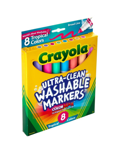 Marcadores Lavables Crayola 8 Colores Tropicales 68g