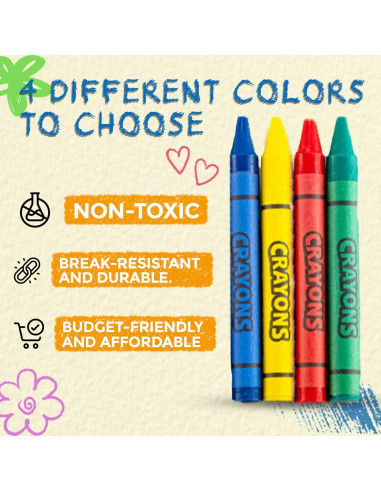 Crayones Bedwina 576 unidades - 144 paquetes de 4 colores