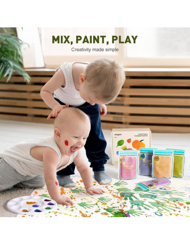 Polvo de Pintura de Dedos Lavable Jar Melo 6 Colores 60 g