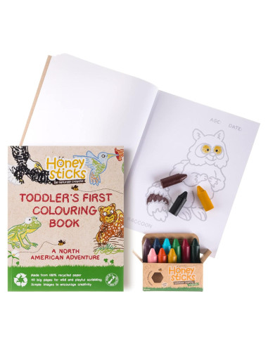 Crayones de Cera de Abeja Honeysticks + Libro para Colorear