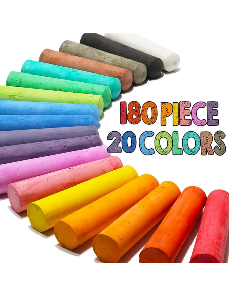 Paquete de 180 tizas jumbo JASNKKONT lavables 20 colores Paquete de 180 tizas jumbo JASNKKONT lavables 20 colores