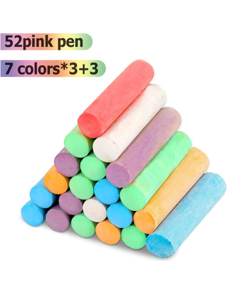 Juego de Tiza de Acera J-hong 52 Piezas Multicolor Lavable Juego de Tiza de Acera J-hong 52 Piezas Multicolor Lavable